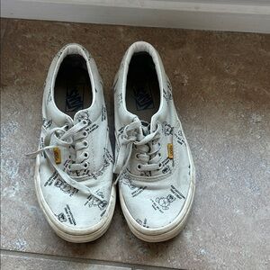 Vans gray Canvas Low-Top Sneakers with Black Cartoon Print